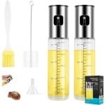 Zeynomax - Oliespray fles van rvs en glas 5-in-1 met borstel en trechter - multifunctioneel voor hete luchtfriteuse, azijn, bakolie, BBQ - salades - keuken accessoire