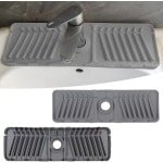 Zeynomax - Siliconen gootsteenmatten voor keukenspoelbak met spatbescherming - Set van 2 - Waterkraan druppelcatcher tray - Siliconen afdruipmat - Rond kraan - Absorberende mat - Keuken accessoires - Gootsteenbeschermers.