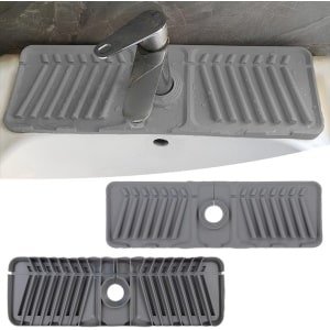 Zeynomax - Siliconen gootsteenmatten voor keukenspoelbak met spatbescherming - Set van 2 - Waterkraan druppelcatcher tray - Siliconen afdruipmat - Rond kraan - Absorberende mat - Keuken accessoires - Gootsteenbeschermers.