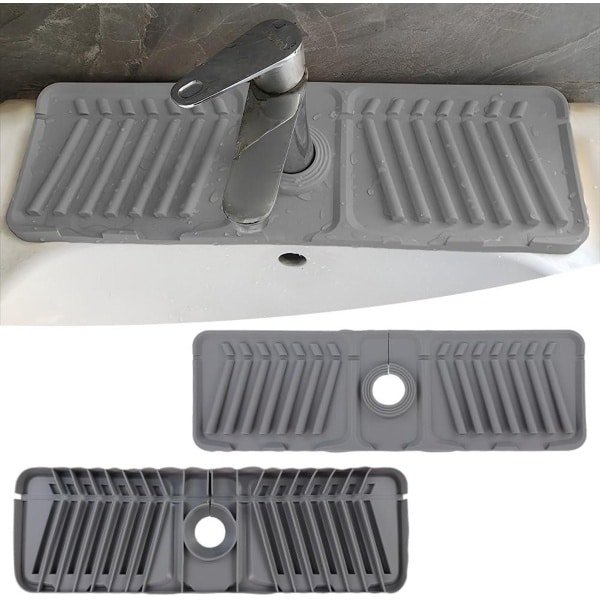 Zeynomax - Siliconen gootsteenmatten voor keukenspoelbak met spatbescherming - Set van 2 - Waterkraan druppelcatcher tray - Siliconen afdruipmat - Rond kraan - Absorberende mat - Keuken accessoires - Gootsteenbeschermers.