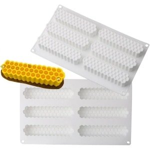 Zeynomax - Siliconen vormen voor honingraat-bijentaart en zeshoekige ijsblokjes - Handgemaakt zeepvorm dienblad voor mousse, fondant, chocoladekoekjes - Suikerhandwerk doe-het-zelf cake - DIY bakvorm - Keuken accessoires