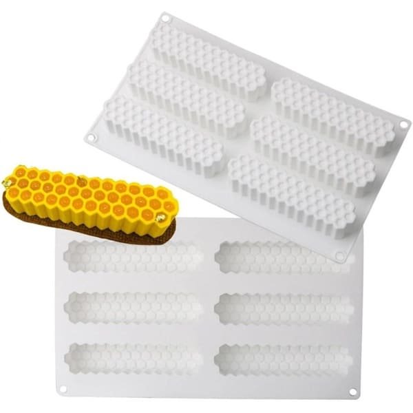 Zeynomax - Siliconen vormen voor honingraat-bijentaart en zeshoekige ijsblokjes - Handgemaakt zeepvorm dienblad voor mousse, fondant, chocoladekoekjes - Suikerhandwerk doe-het-zelf cake - DIY bakvorm - Keuken accessoires