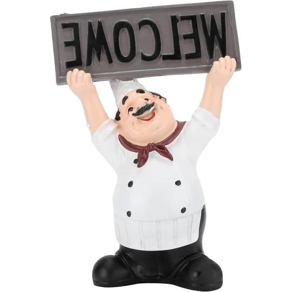 Zeynomax - Welkomstbord Chef Sculptuur Decoratie voor Keuken en Bakkerij - Koksfiguur Frankrijk - Restaurant Ornament - Cafe en Bar Accessoire