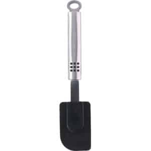 Zwarte siliconen pannenlikker/spatel 24 cm - Keuken benodigdheden/accessoires - Cakebeslag spatel