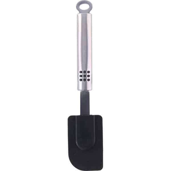 Zwarte siliconen pannenlikker/spatel 24 cm - Keuken benodigdheden/accessoires - Cakebeslag spatel