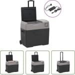 vidaXL Koelbox met wielen en adapter 40 L polypropeen zwart en grijs - Koelbox - Koelzak - Caravan Accessoire - Camper Accessory - Outdoor Keuken