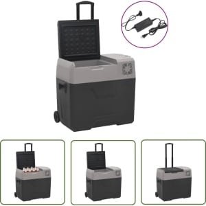 vidaXL Koelbox met wielen en adapter 40 L polypropeen zwart en grijs - Koelbox - Koelzak - Caravan Accessoire - Camper Accessory - Outdoor Keuken