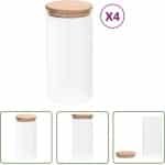 vidaXL Opbergpotten met bamboe deksels 4 st 1200 ml glas - Glazen Opslagpotten - Keuken Organisatie - Bakspullen - Droogwaren Bewaard - Pantry Accessoires