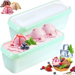 1.5L Ice Cream Container - Set van 2 Herbruikbare Ice Cream Opslagdozen met Siliconen Deksel - BPA Vrij voor Zelfgemaakte IJs en Keuken Accessoires