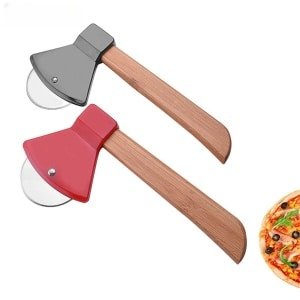 2 Stuks Bijlvormig Pizzasnijder - RVS Pizzames - Keuken Accessoires - Comfortabele grip - Stabiel