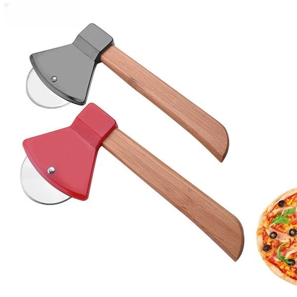 2 Stuks Bijlvormig Pizzasnijder - RVS Pizzames - Keuken Accessoires - Comfortabele grip - Stabiel