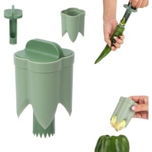 2 in 1 Peper Pitter - Paprika Snijder - Keuken Accessoire voor Thuis en Kamperen - Groente Snijgereedschap