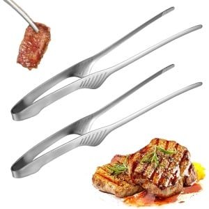 2 stuks keukenpincet roestvrij staal - kooktang roestvrij staal - keukentang met standfunctie - kok pincet keuken 24 cm - grillpincet lange kooktang voor koken grillen bakken - koken accessoires