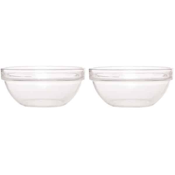 2x Salade schalen/slakommen van glas 26 cm - Schalen en kommen - Keuken accessoires
