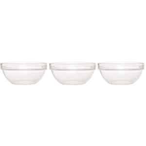 3x Salade schalen/slakommen van glas 26 cm - Schalen en kommen - Keuken accessoires