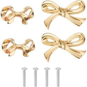 4pcs Brass Arch Cabinet Knobs - Vintage Bow Gold Dresser Knobs - Decoratieve Drawer Handles voor Cabinet Wardrobe Hardware - Keuken Accessoires (2 Stijlen)
