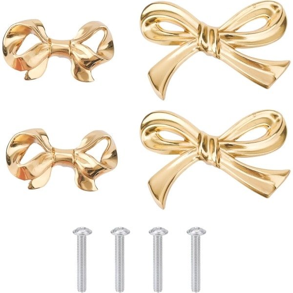 4pcs Brass Arch Cabinet Knobs - Vintage Bow Gold Dresser Knobs - Decoratieve Drawer Handles voor Cabinet Wardrobe Hardware - Keuken Accessoires (2 Stijlen)