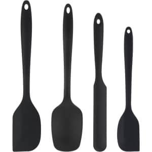 4pcs Silicone Spatula - 4 Styles Silicone Pot Spatula - Heat Resistant Glaze Spatula - Nonstick Cake Cream Butter Spatulas voor Scraping Mixing Scoops - Keuken Accessoires (Black)