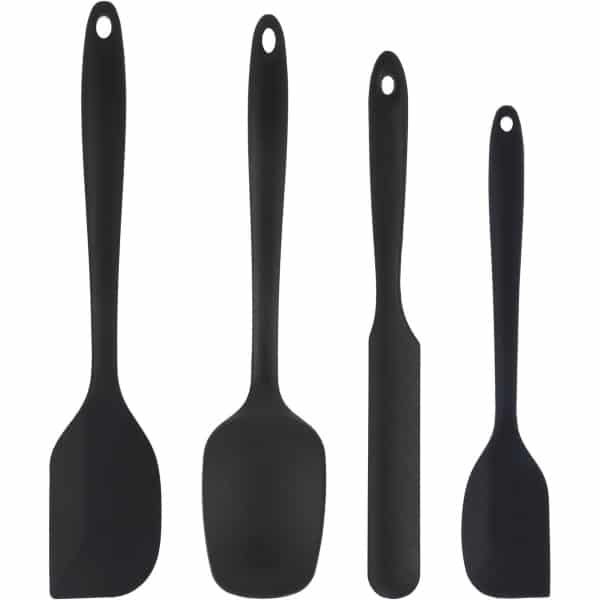 4pcs Silicone Spatula - 4 Styles Silicone Pot Spatula - Heat Resistant Glaze Spatula - Nonstick Cake Cream Butter Spatulas voor Scraping Mixing Scoops - Keuken Accessoires (Black)