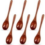 6 Pieces Wooden Spoons Set - Small - 14.8cm - Tablespoon - Dessert Spoon - Soup Ladle - Teaspoon - Honey Spoon - Coffee Spoon - Handmade - Keuken Accessoires - Houten Bestek