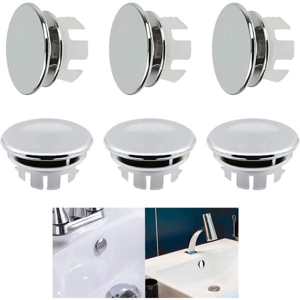 6 stuks gootsteenoverloopafdekking - zink-overloop afdekplaat chroom - spoelbakoverloop afdekking voor keuken gootsteen accessoires - hoogwaardige kwaliteit