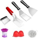 7-delige BBQ Accessoires Set van Roestvrij Staal voor Outdoor Keuken - Spatel, Tang, Schraper, Handschoen en Reinigingsborstel barbecue set