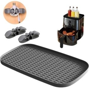 Accessoires voor heteluchtfriteuse - multifunctionele siliconen pad met kabelhouder - opbergrek - siliconen mat - voor kruidenflessen - bestek - keuken gadgets