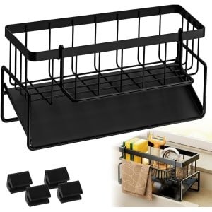 Allecto plus - Organizer Keukengerei - RVS Spoelbak Houder en Spons Houder - Keuken Accessoires en Opbergrek
