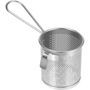 Allecto plus - Pastamand van roestvrij staal voor pasta zeef met handvat - 9 cm - Pasta-accessoire voor huishoudelijke keuken