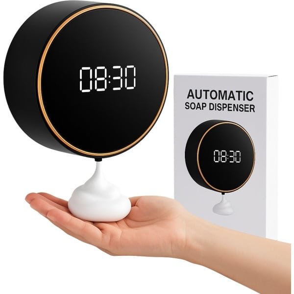 Automatische Zeepdispenser met Sensor - Infrarood Zeeppompje - Schuimzeepdispenser - Touchless Elektrische Zeepdispenser - Oplaadbaar via USB - 350ml - Voor Keuken, Badkamer & Toilet - Hygiënisch Handenwassen - Zwart