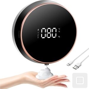 Automatische zeepdispenser 3 niveaus Verstelbare 300ML Wandgemonteerde zeepdispenser Elektrische schuimzeepdispenser voor badkamer, keuken, kantoor en school (zwart)