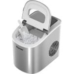 COSTWAY Aanrecht ijsblokjesmachine, 9 kogelblokjes klaar in 6-13 minuten, 12kg/24 uur, 2,2L draagbare elektrische ijsmachine met schep en mandje, 2 ijsblokjes maten beschikbaar, perfect voor thuis, keuken, kantoor, bar (Zilver)