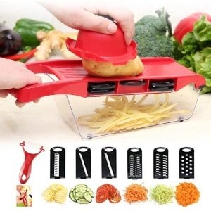 CommerceDeals - Alles-in-1 Mandoline - RVS Keukensnijder met Accessoires - Snijden, Rasp & Pers in Één - Snijmachine - Rasp - Persen - Mandolines - Keuken snijder met accessoire