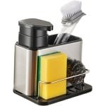 Dooki® Vaatdoekhouder RVS - Keuken Organizers - Keuken accessoires - Keukenorganizers - Aanrecht Organiser - Sponshouder - Gootsteenbakje met zeeppomp- Gootsteenorganizer met afdruipbakje - Zeep Dispenser - Zilver