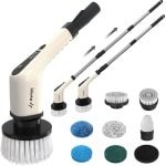 Dymac Spin Schrobber SpinnyScrub - Elektrische Schoonmaakborstel - Schrobborstel voor Badkamer, Keuken en Auto - Verlengbare Steel - 8 Opzetstukken