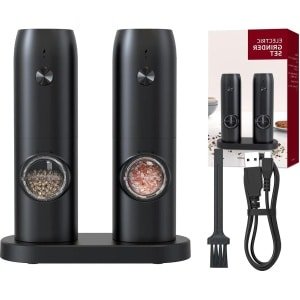 Elektrische Pepermolens - USB-oplaadbaar - Zout- en Peperset - Basis Keramische Malen - Instelbare Grofheid - Automatische Molen - Thuis Keuken