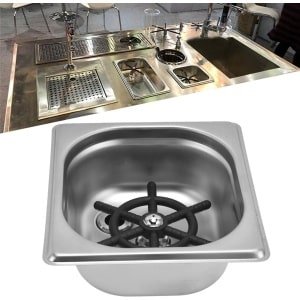 Glazen Spoelmachine, Automatische Bekerwasreiniger, Hogedrukreiniger voor Glazen Flessen, Roestvrijstalen Spoelbak Accessoires voor Huishoudelijk Laboratorium Keuken Coffee Shop Hotel(Zilver)