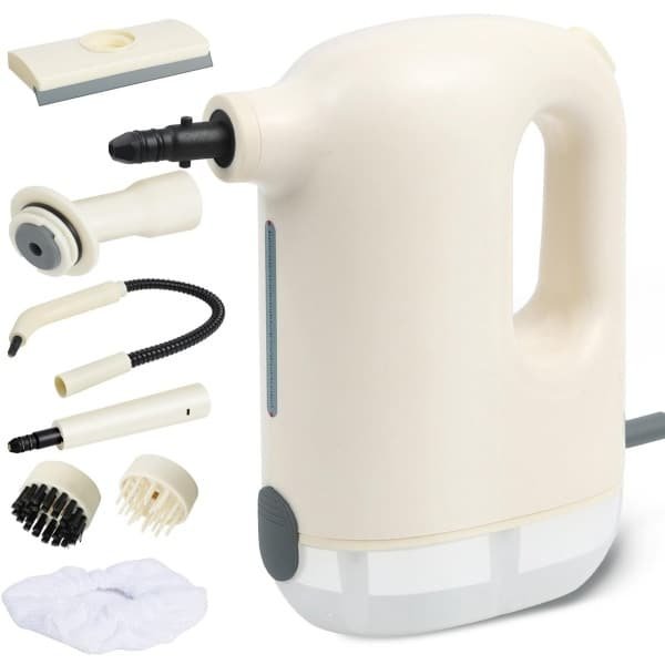 Gloovon 8-in-1 Stoomreiniger - 1200W Handstomer met 3.0 Bar Druk - 300 ML Steam Cleaner - Desinfecteert met 120°C Stoom - Handstomer voor Vloer, Ramen, Keuken & Kleding - 8-Delige accessoires Set