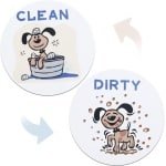 Gosknor Vaatwasser Schoon Vuil Magneetbord, Grappige Hond Omkeerbare Dubbelzijdige Flip Schoon Vuil Indicator Magneet met Klevend Metalen Plaatje voor Keuken Koelkast Wasruimte Accessoires