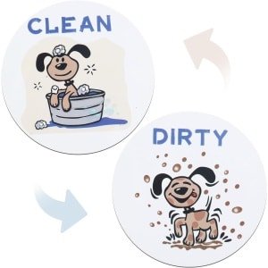 Gosknor Vaatwasser Schoon Vuil Magneetbord, Grappige Hond Omkeerbare Dubbelzijdige Flip Schoon Vuil Indicator Magneet met Klevend Metalen Plaatje voor Keuken Koelkast Wasruimte Accessoires