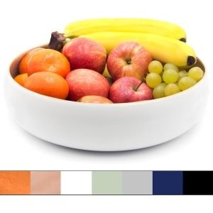 Grote stijlvolle bamboe fruitschaal 30 cm wit houten - salade serveerschaal - fruitmand voor keuken - broodmand - tafeldecoratie - thuis - keuken servies accessoires Fruitschaal