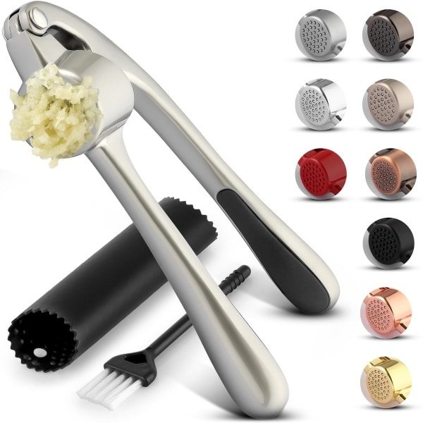 Ibenzoa® Innovatieve Keuken Knoflook- en Kruidenpers met Ergonomische Handgreep en Accessoires voor Gemak