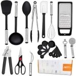 Keukengerei Set - 23-Delige RVS Kookgerei Gadgets Set - Non-Stick & Hittebestendige Kookaccessoires Voor Thuis Koken - Inclusief Essentiële Tools Voor Anti-Aanbak Pannen - Zwart