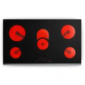 Klarstein Verosteel 90 cm keramische kookplaat - 5-pits elektrische kookplaat, touchbediening, 8400 W, timer en kinderslot, warmte-indicator, makkelijk schoon te maken glazen oppervlak, minimalistische kookplaat voor in de keuken