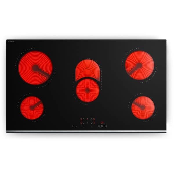 Klarstein Verosteel 90 cm keramische kookplaat - 5-pits elektrische kookplaat, touchbediening, 8400 W, timer en kinderslot, warmte-indicator, makkelijk schoon te maken glazen oppervlak, minimalistische kookplaat voor in de keuken