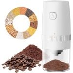 Koffiemolen-koffiemolen electrisch-kruidenmolen-elektrische koffiemolen - Draagbare zout- en pepermolen - Instelbare grofheid, Automatische USB oplaadbare koffiemolen voor keuken, grill en restaurant - Wit - 19x8 cm