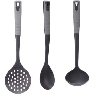 Kook/keuken gerei - set van 3x stuks - zwart/grijs - kunststof - keuken/kook accessoires