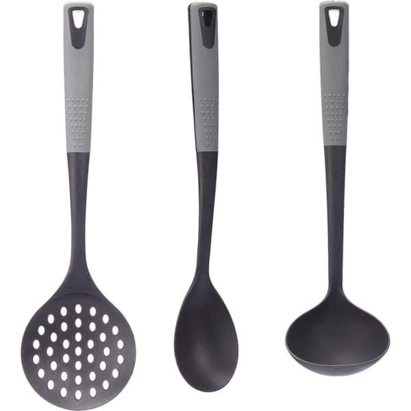 Kook/keuken gerei - set van 3x stuks - zwart/grijs - kunststof - keuken/kook accessoires