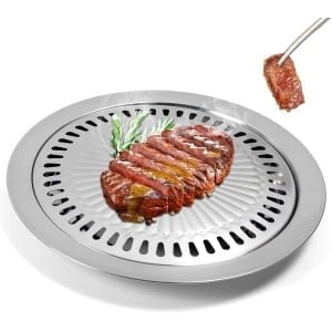 Kookplaat Koreaanse Barbecue Grill Ronde Grill Pan Kachel Grillplaat - voor Indoor Outdoor Camping BBQ - Grill Pannen Voor Koken Gezonde Keuken Vlees Groente BBQ Accessoires Gereedschap