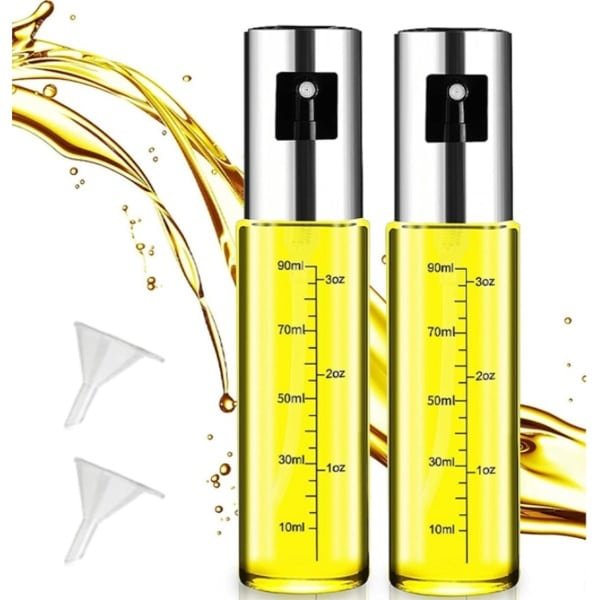 Olijfolie Spray 100 ml - 2 Stuks Olijfolie Verstuiver - Olijfolie Sprayer - Barbeque/BBQ en Keuken Accessoire - met 2 Trechters - Voor Salades en Pastas - Olieverstuiver voor BBQ & Keuken